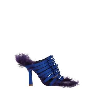 NEW BURBERRY women's fox strap heels in blue multi